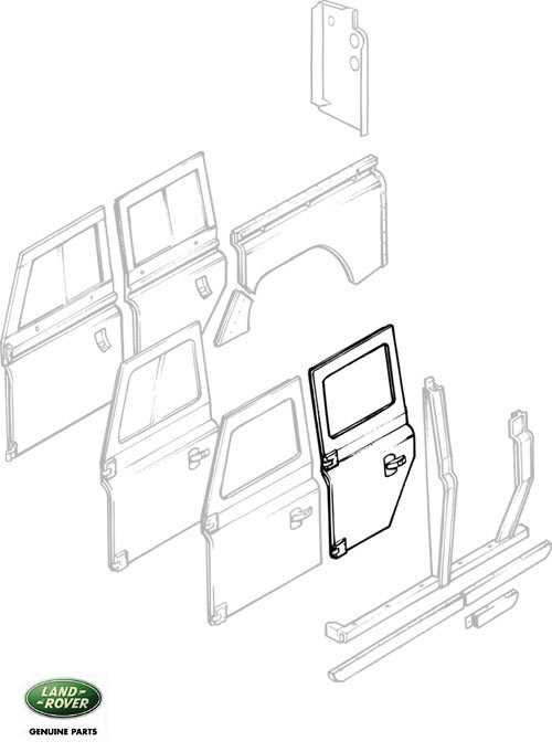 Door Shell LH Middle Defender 1985 2004 BFL710030 RNH465 Rovers North