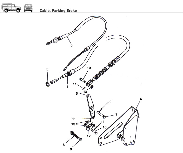 Defender, Parking Brake Cable - Rovers North - Classic Land Rover Parts